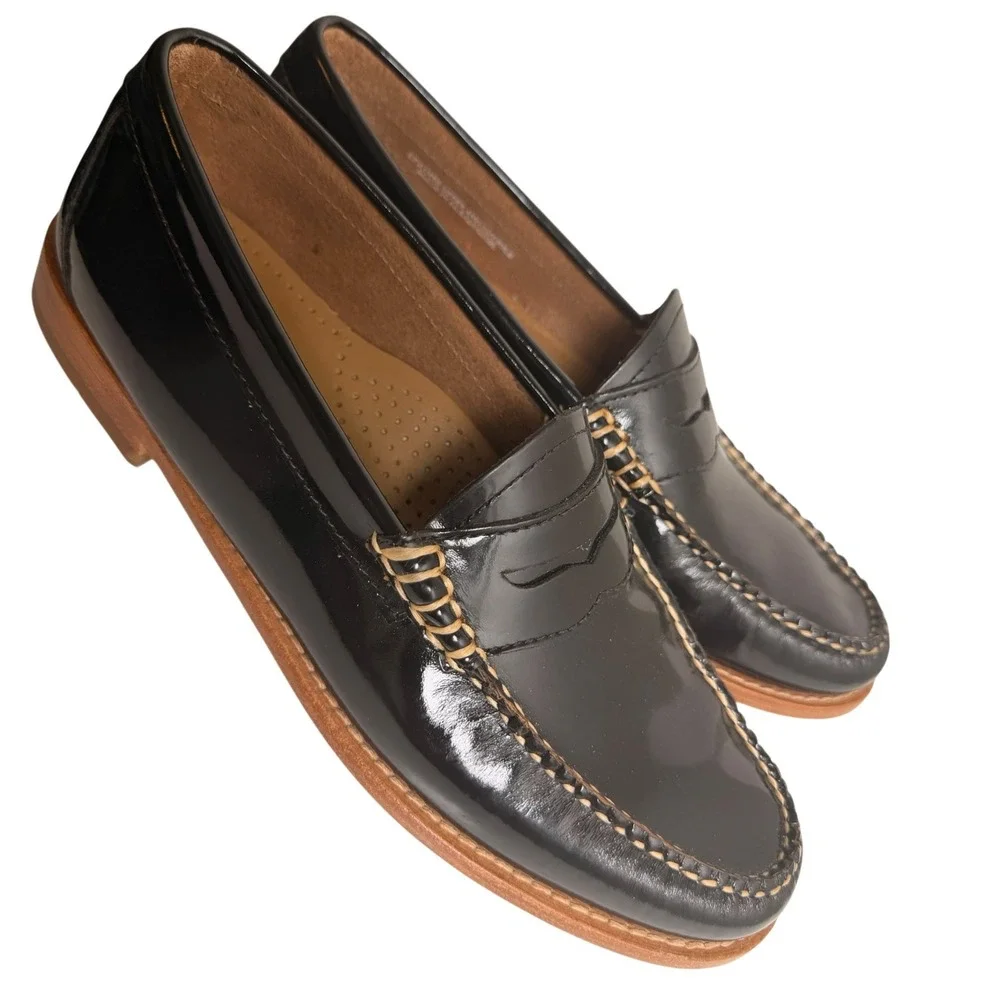 G.H. Bass Weejuns Whitney Penny Loafers Black Patent Leather Size 8M - Picture 7 of 16